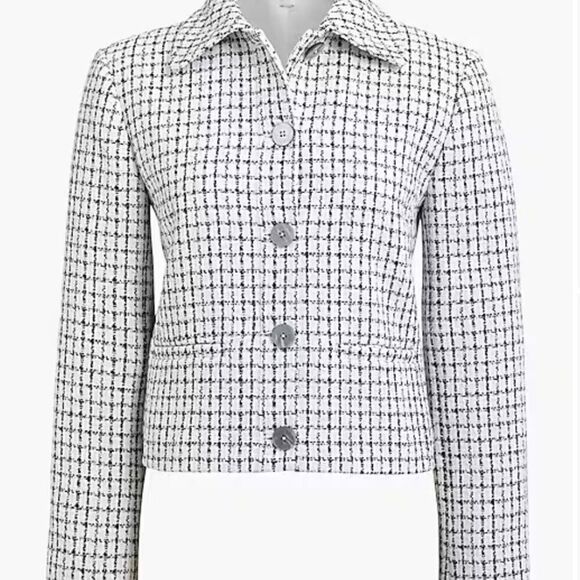 J. Crew Factory Tweed collared lady jacket Black and White NWT - Picture 2 of 13